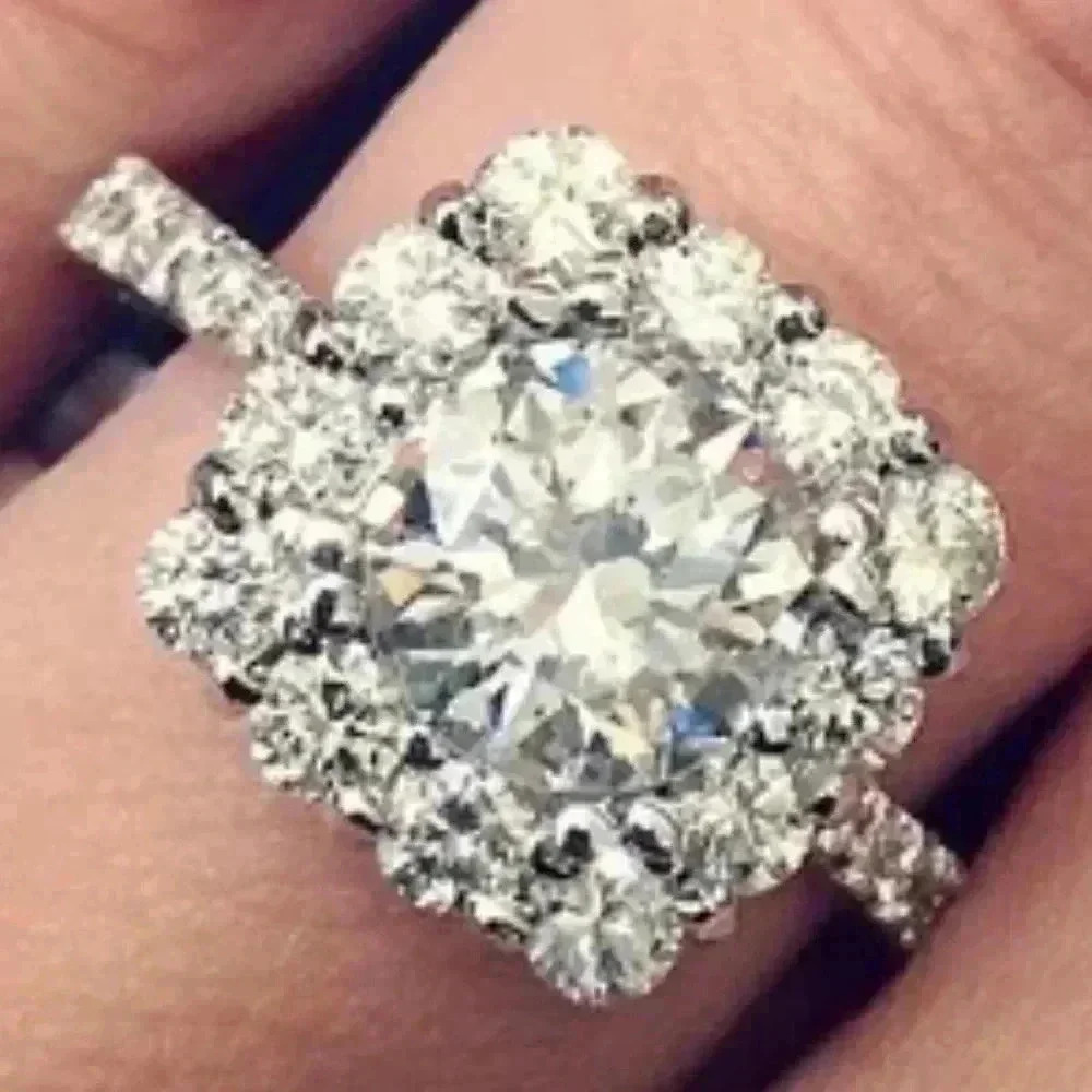🌸925 Silver Plated Round Radiant White CZ Noble Spirit Ring, GPMB1430 - Picture 3 of 5
